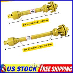 1 3/8 PTO Drive Shaft & Slip Clutch 43-57 6 Spline Both Ends PTO Tractor Slip