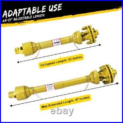 1 3/8 PTO Drive Shaft & Slip Clutch 43-57 6 Spline Both Ends PTO Tractor Slip