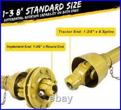 1 3/8 PTO Drive Shaft with Slip Clutch 6 Spline 31.5-41 Brush Hog PTO Shaft