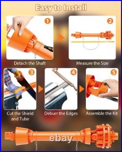 43-57 PTO Shaft PTO Drive Shaft 1-3/8 x 6 Spline Ends with Slip Clutch Orange
