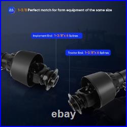48-80.5 PTO Shaft 1-3/8 6 Spline Both Ends Series 4 Tractor No Slip Clutch Black