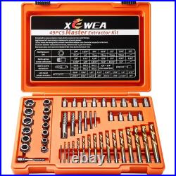 49PCS Screw & Bolt Extractor Set, Left Hand Drill Bit Set Multi-Spline Easy Ou