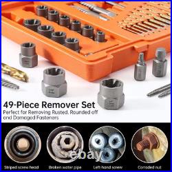 49PCS Screw & Bolt Extractor Set, Left Hand Drill Bit Set Multi-Spline Easy Ou