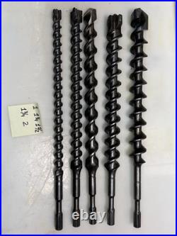 5 Spline Drive Concrete Rotary Hammer Drill Bits 1, 1-1/4, 1-1/2, 1-3/4, 2 NW