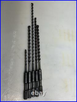 5 Spline Drive Concrete Rotary Hammer Drill Bits 3/8, 1/2, 1/2, 1/2, 5/8, NW