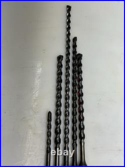 5 Spline Drive Concrete Rotary Hammer Drill Bits 3/8, 1/2, 1/2, 1/2, 5/8, NW