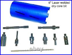 6 dry core bit for re-enforced concrete, masonry withadapter & center guide