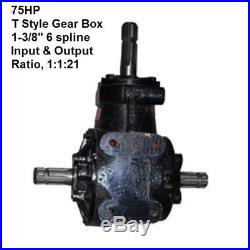 75HP Gearbox T-Style 1-3/8 6 Spline Input & Output Shaft For 8' & 10' Cutters