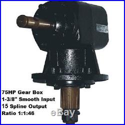 75HP Rotary Cutter Gear Box. 1-3/8 Smooth input shaft, 15 spline output, 1146