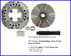 Clutch Kit Ford New Holland Tractor 5600, 5700, 6600 12 25 Spline 6 Pad Disc