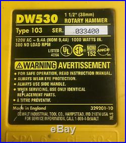 DeWalt 1 1/2 rotary hammer drill spline drive DW530