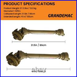 For PTO Shaft PTO Drive Shaft 1-3/8x6 Spline withSlip Clutch T4 31.5-41, Yellow