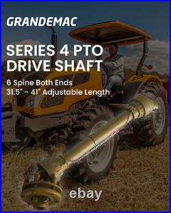 For PTO Shaft PTO Drive Shaft 1-3/8x6 Spline withSlip Clutch T4 31.5-41, Yellow