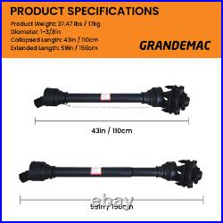 GRANDEMAC PTO Shaft PTO Drive Shaft 1-3/8 6 Spline EndwithSlip Clutch T4 43-59
