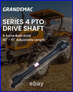 GRANDEMAC PTO Shaft PTO Drive Shaft 1-3/8 6 Spline EndwithSlip Clutch T4 43-59