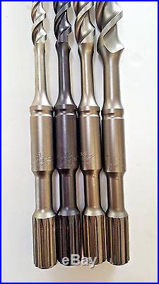 Makita Spline Drive Roto Hammer Bits, 4 Sizes, 1, 3/4, 5/8 & 1/2, Germany, New