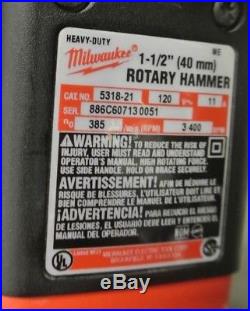 Milwaukee 5318-21 1-1/2 Spline Rotary Hammer Drill In Red Case (100279-1 H)