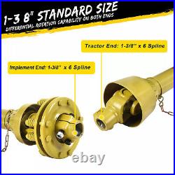 PTO Shaft PTO Drive Shaft 1-3/8 x 6 Spline with Slip Clutch Yellow 31.5-41 New