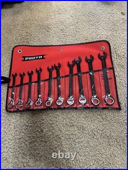 Proto 10 PC Reversible Ratcheting Metric Spline Wrench Anti-slip 10-19mm Metric