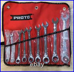 Proto 9 Piece, 5/16 to 3/4, Ratcheting Combination Wrench Set 12 Point NEW