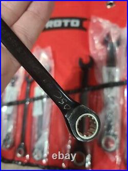 Proto 9 Piece SAE Reverse Combination Ratcheting Spline Wrench Set Anti Slip
