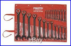 Proto Metric Combination, Antislip, Spline Alloy Steel Ratcheting Wrench Set, 22