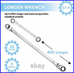 RM6, 5 Piece Metric Double Box Universal Spline Reversible Ratcheting Wrench Set