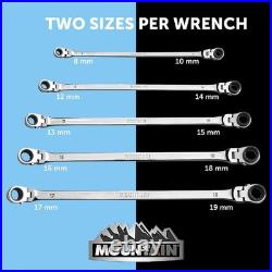 RM6, 5 Piece Metric Double Box Universal Spline Reversible Ratcheting Wrench Set