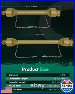 SCITOO Yellow 43-70.5 PTO Shaft, 1-3/8 PTO Drive Shaft 6 Splines Both Ends