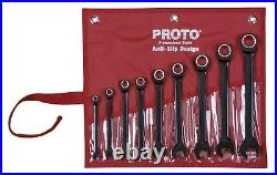 Stanley Proto JSCR-9S Proto 9PC Black Chrome Non-Rev Combo Ratcheting Wrench