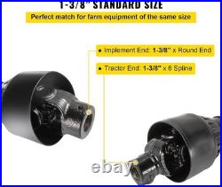 Sturdy 6 Spline PTO Shaft 1-3/8, 43-61 Adjustable Length for Maximum Torque