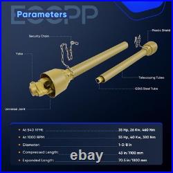 Tractor PTO Shaft Series 4 43-70.5 1-3/8 6 Splines No Slip Clutch Yellow