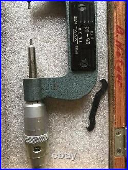 Used TESA 0-25 mm and 25-50mm Small Face Spline Pin Anvil Type Micrometer Swiss