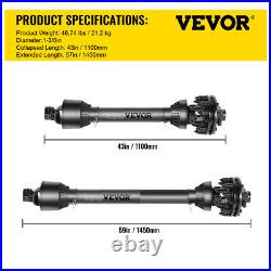 VEVOR PTO Shaft PTO Drive Shaft 1-3/8 6 Spline Ends T5 43-57 for Brush Hog