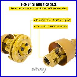 VEVOR PTO Shaft PTO Drive Shaft 1-3/8x6 Spline withSlip Clutch Yellow T4 31.5-41
