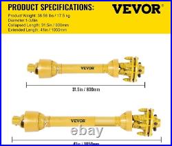 Vevor Pto Shaft 1-3/8 Series 5 6 Spline Ends, 43-57 Telescoping, Slip Clutch