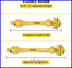 Vevor Pto Shaft 1-3/8 Series 5 6 Spline Ends, 43-57 Telescoping, Slip Clutch
