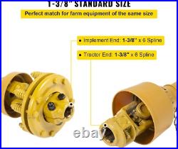 Vevor Pto Shaft 1-3/8 Series 5 6 Spline Ends, 43-57 Telescoping, Slip Clutch