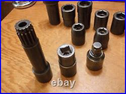 Vintage Lot Group 14 Tooth Spline Drive Heavy Duty Impact Sockets 11 pcs. Hex CP