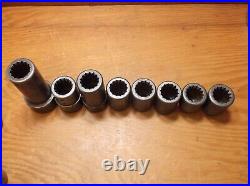 Vintage Lot Group 14 Tooth Spline Drive Heavy Duty Impact Sockets 11 pcs. Hex CP